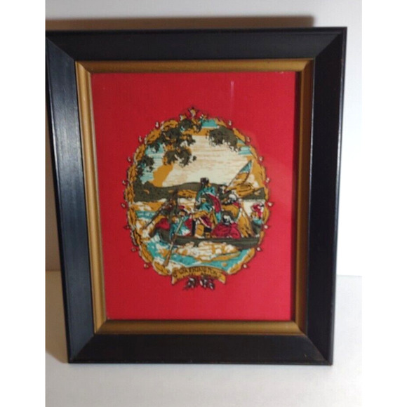 3 Vintage Fabric 3-D Retro Art Prints Paul Revere Ben Franklin George Washington - Picture 2 of 8